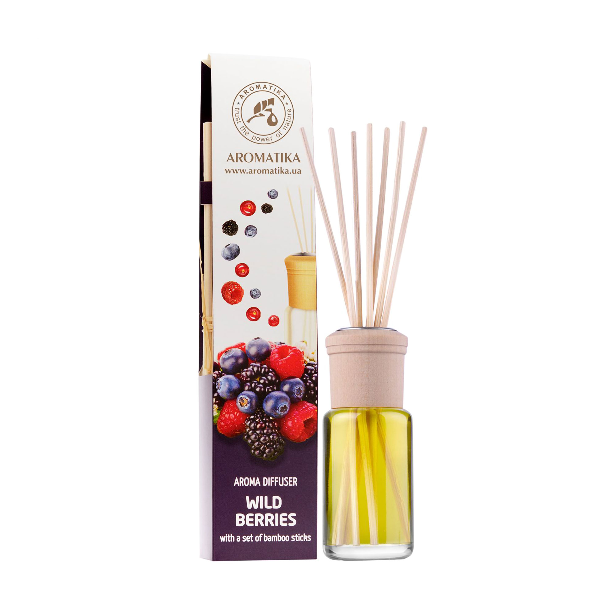 Аромадифузор Ароматика Wild Berries Лісові ягоди, з комплектом бамбукових паличок, 50 мл